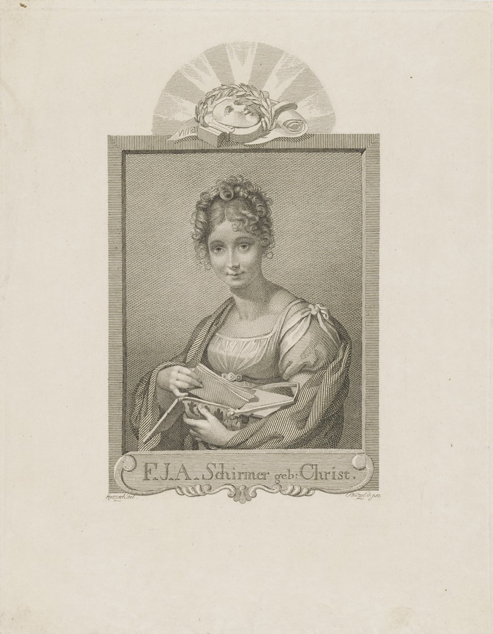 Porträtt av skådespelerskan Friederike Schirmer, född Christ 1785-1833, ca. 1830 av Moritz Retzsch