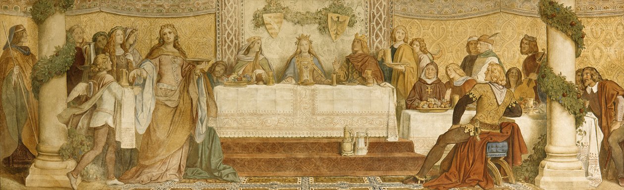 Detalj av landgravens fresk, Wartburg slott, ca 1855 (fresk) av Moritz Ludwig von Schwind