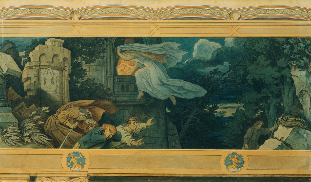 Den vackra Melusine: IX. Melusines mammas smärta av Moritz Ludwig von Schwind