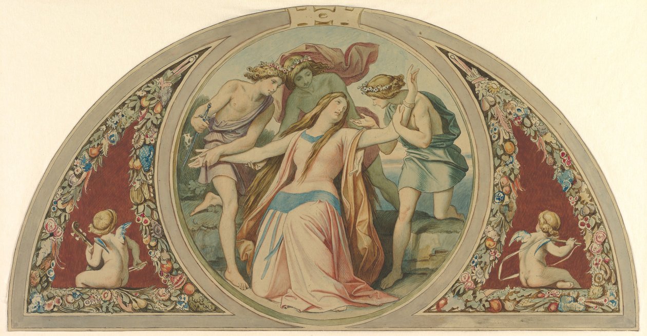 Tre pojkar räddar den förtvivlade Pamina från självmord, 1864. av Moritz Ludwig von Schwind