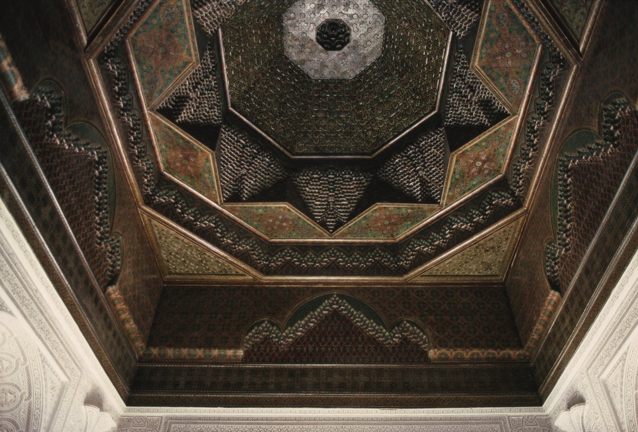 Kasbah of Thamiel glaoui, takdetalj (keramik) av Moroccan School
