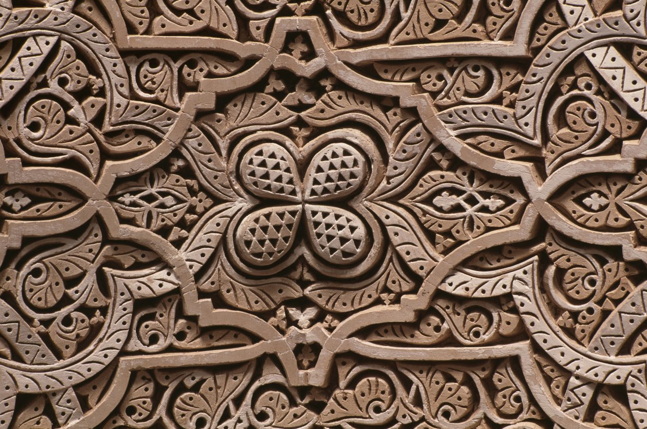 Kasbah of Thamiel glaoui, stuckatur, detalj (keramik) av Moroccan School