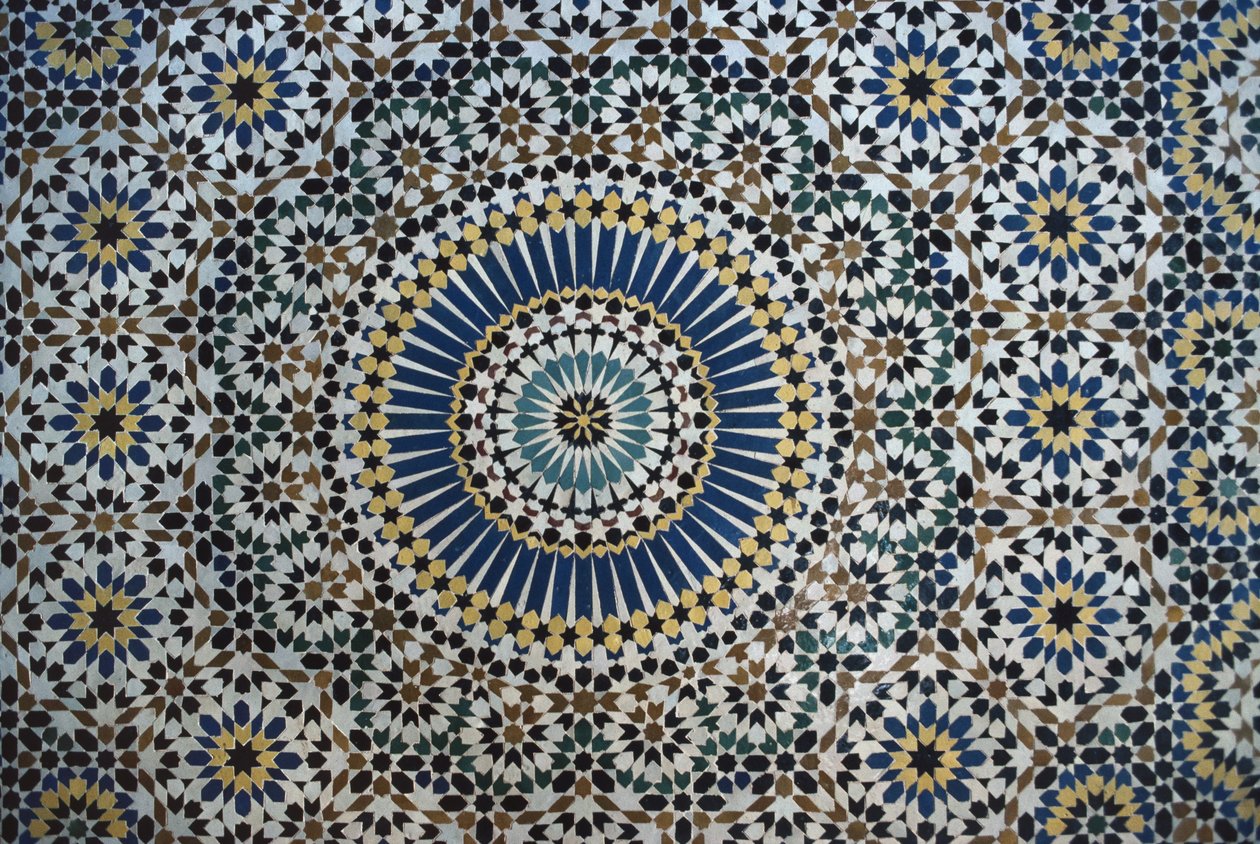 Kasbah of Thamiel glaoui, zellij kakel, detalj (keramik) av Moroccan School