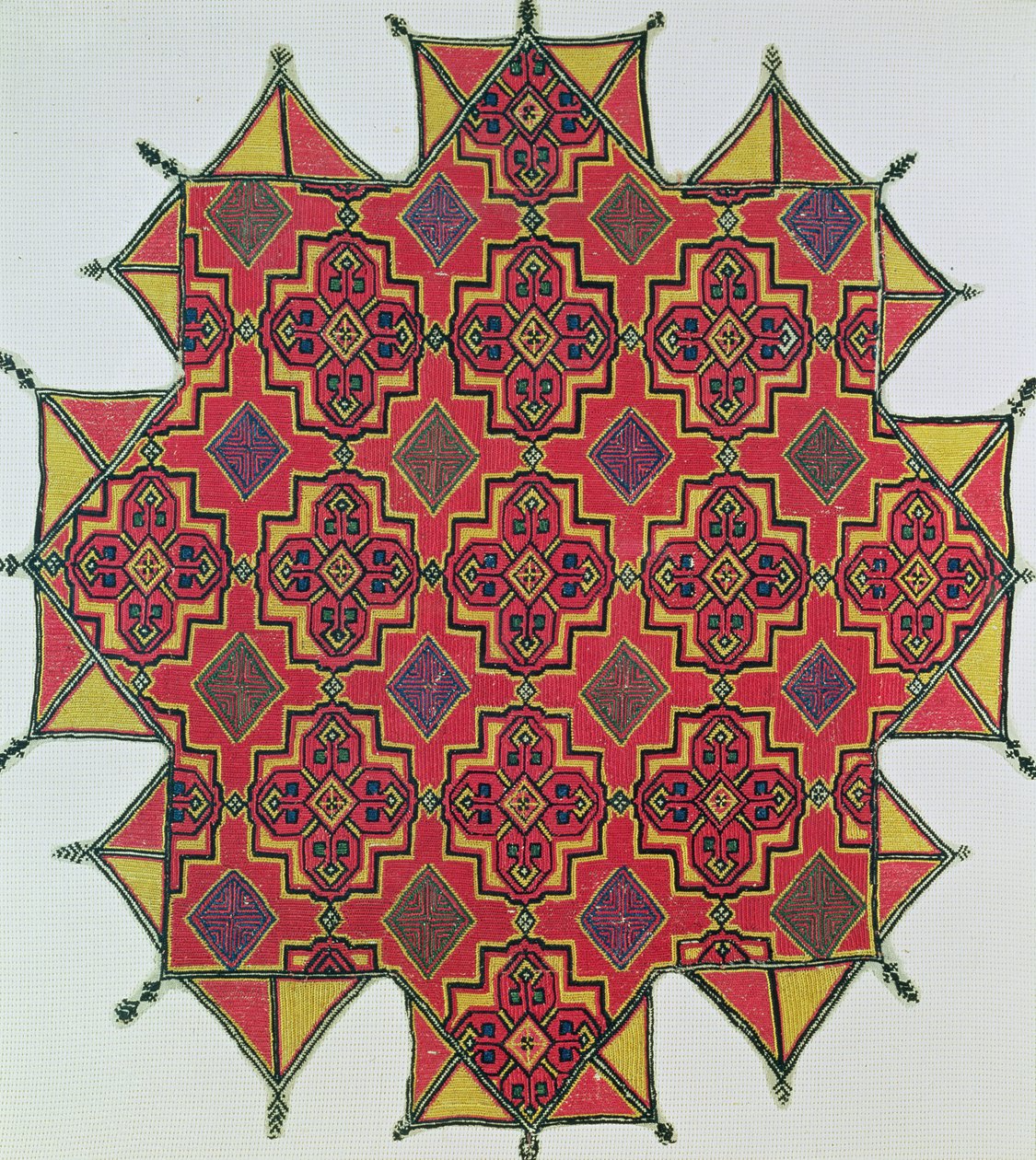 Textil med geometriskt mönster (handarbete) av Moroccan School