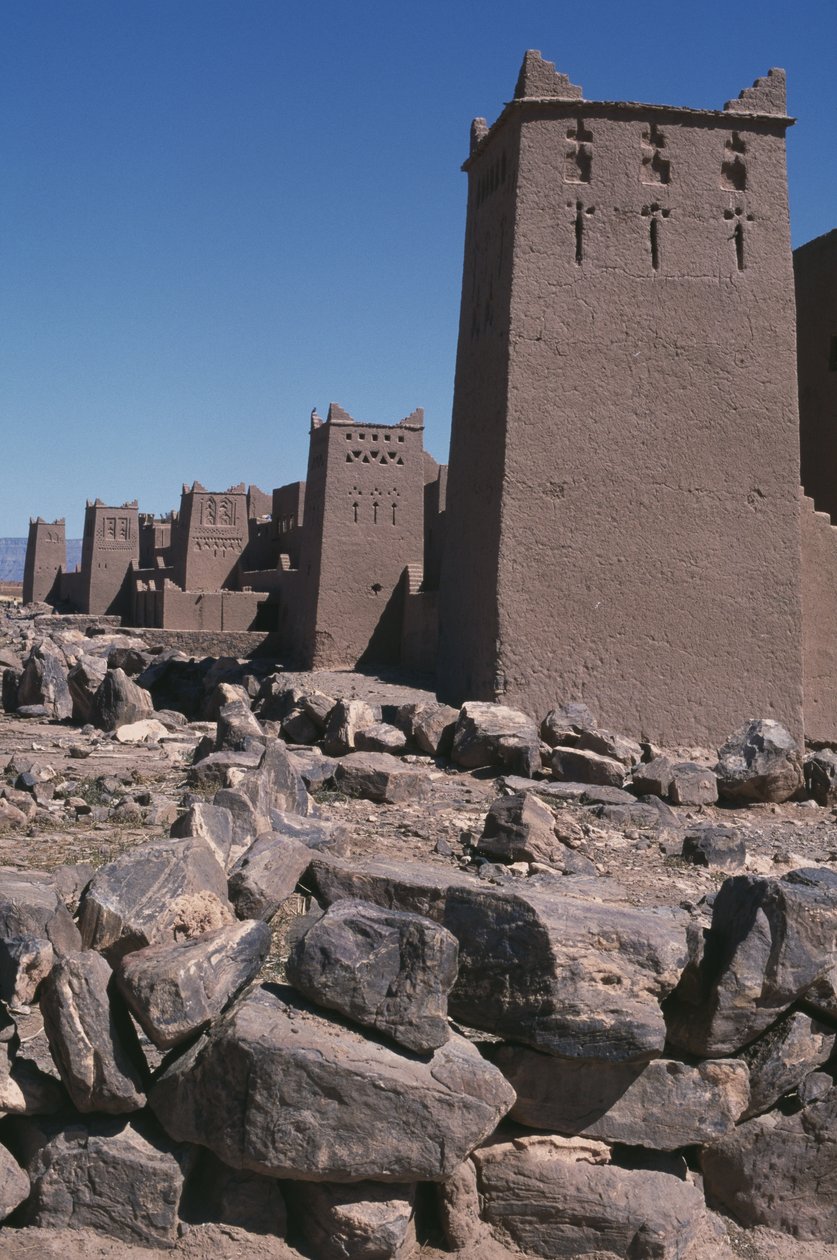 Utsikt över en ksar, Dra-dalen av Moroccan School