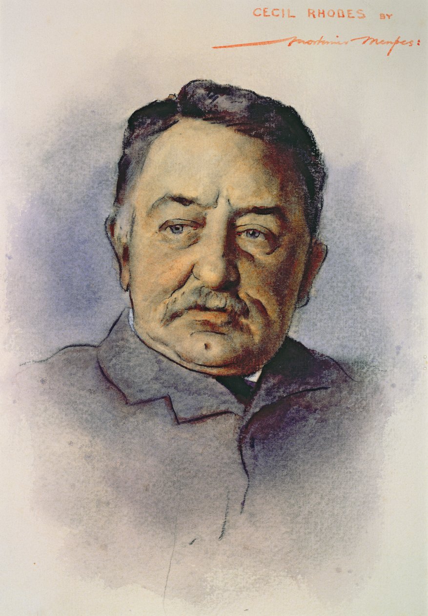 Porträtt av Cecil Rhodes (1853-1902) (wc på papper) av Mortimer Ludington Menpes