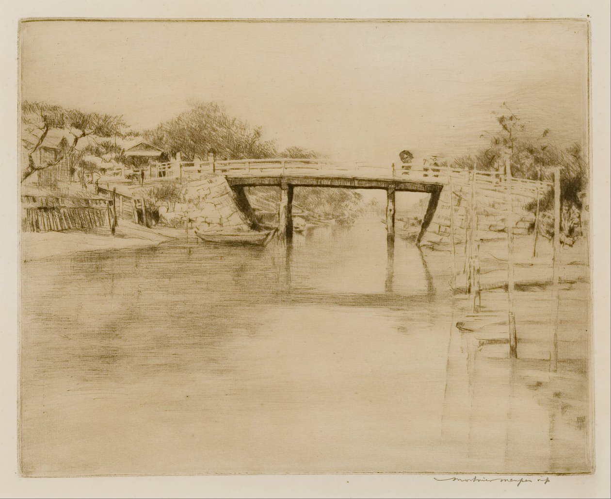 A tranquil waterway, Japan av Mortimer Ludington Menpes