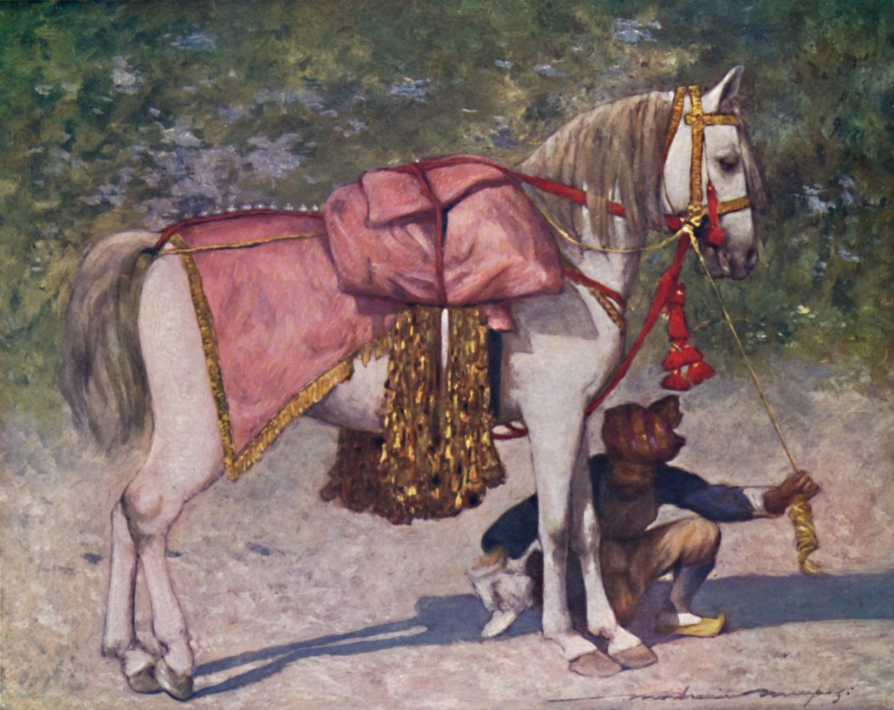 "En berömd ledhäst i följet av Rao of Cutch", 1903 av Mortimer L Menpes