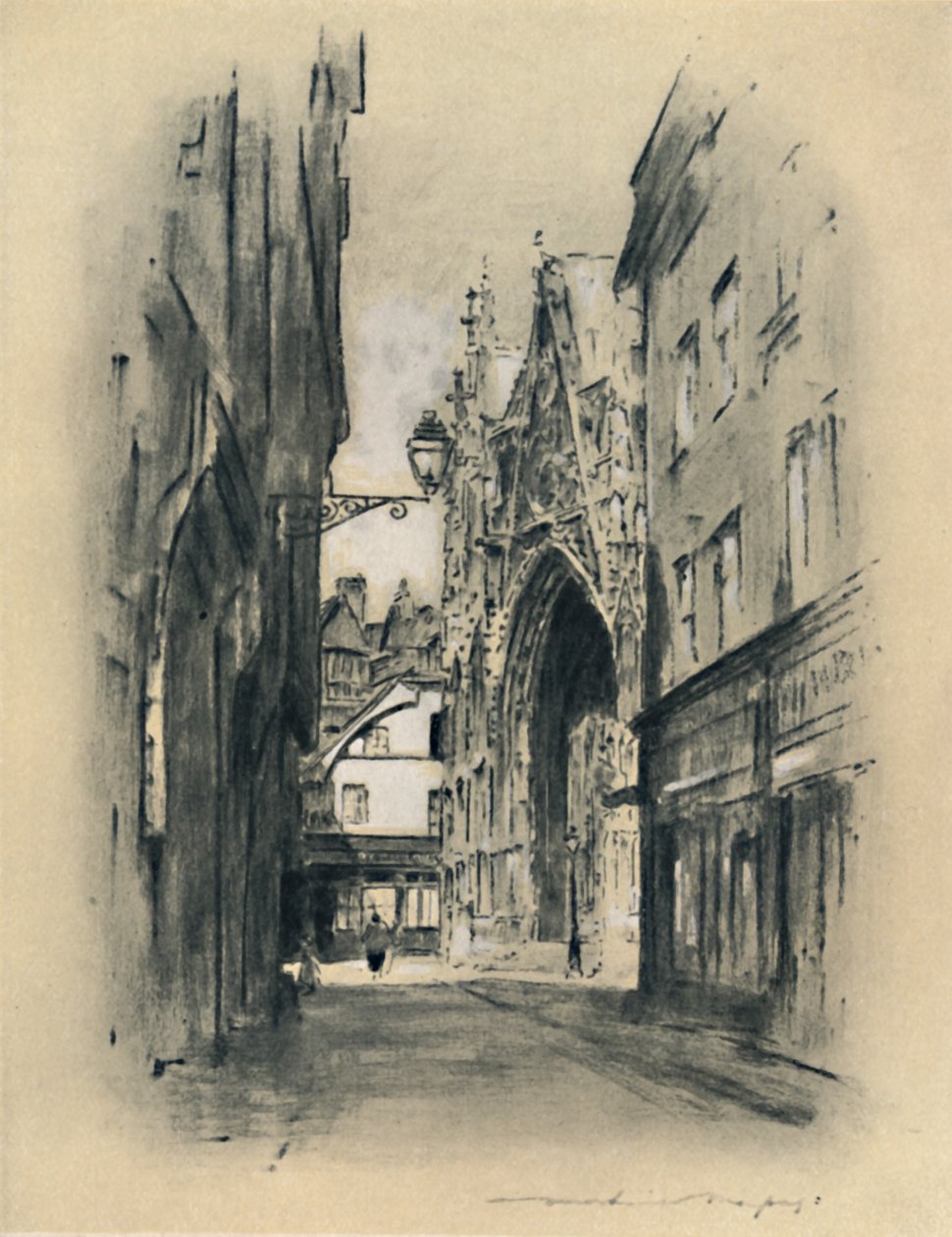 Katedralen i Lillebonne, 1903 av Mortimer L Menpes
