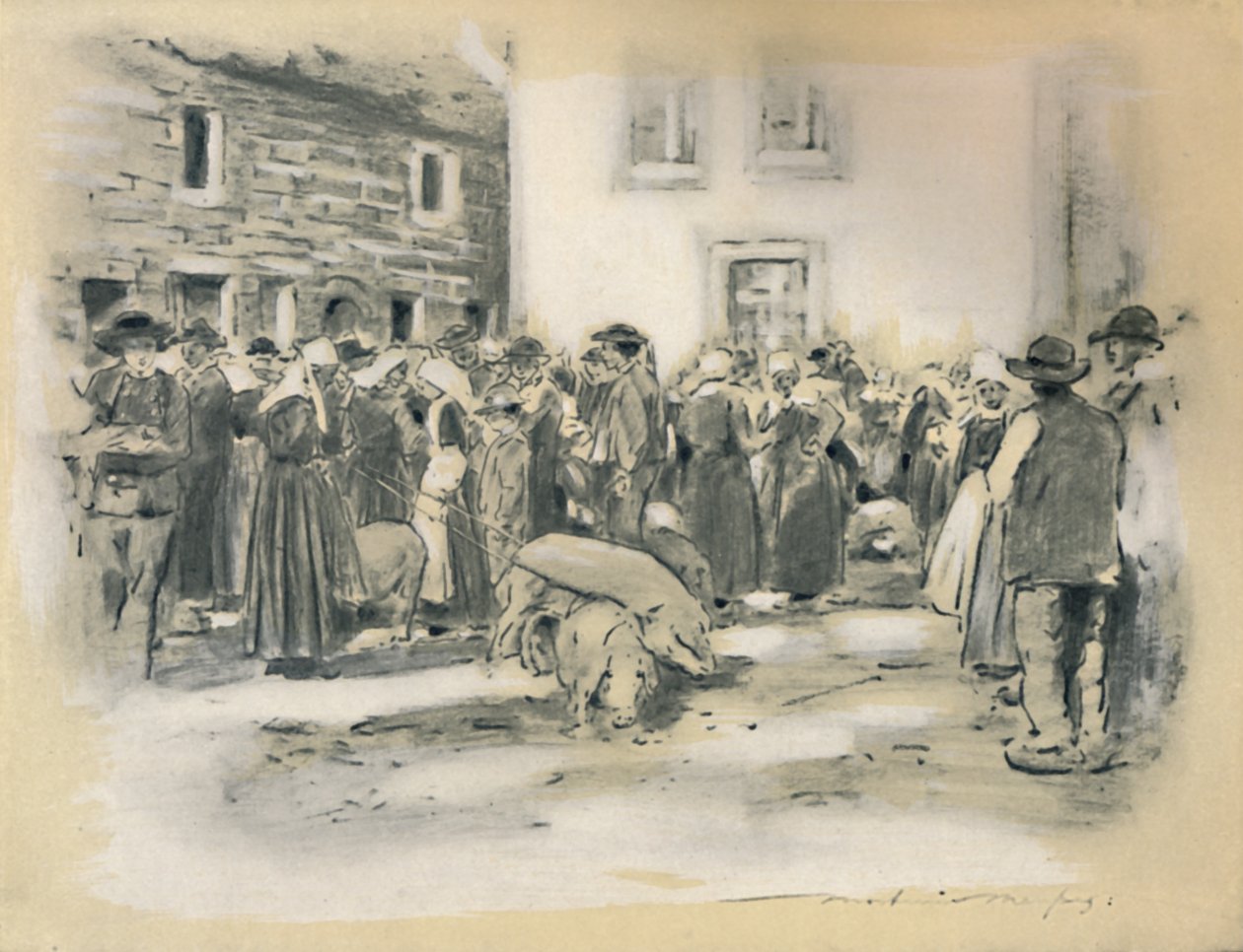 "Pig Market", 1903 av Mortimer L Menpes