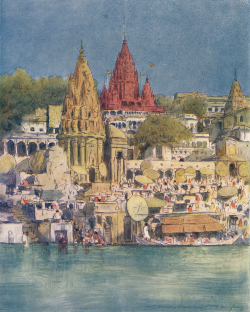 En flodfestival i Benares, 1905 av Mortimer Ludington Menpes