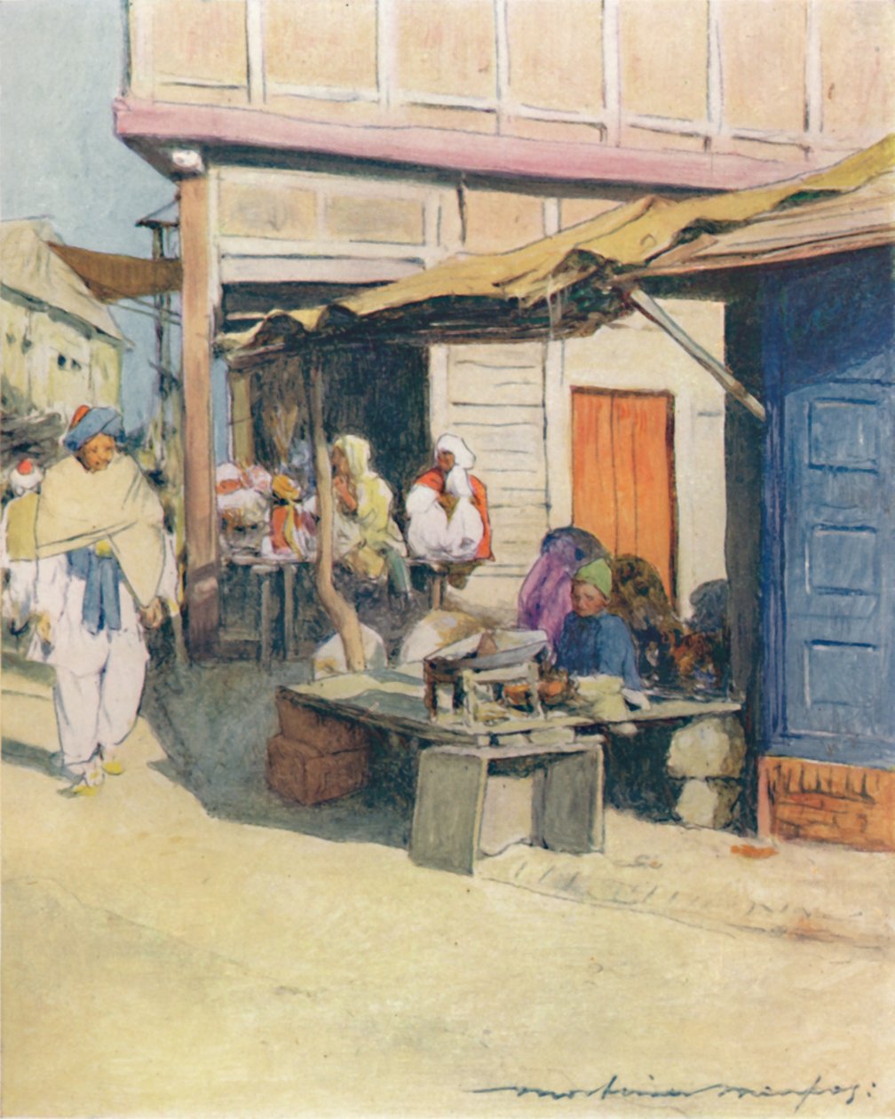 A Street Corner, Peshawur, 1905 av Mortimer Ludington Menpes
