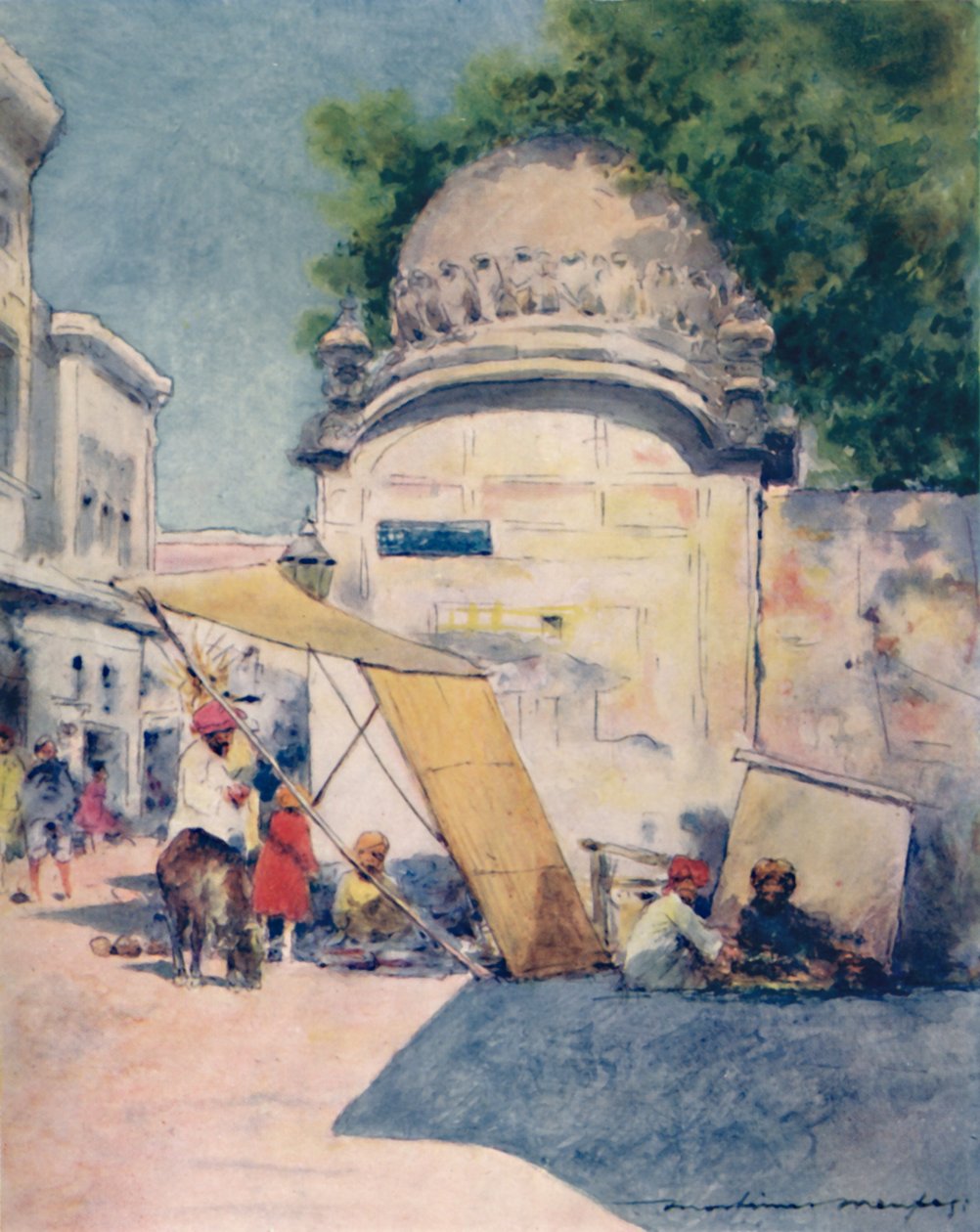 Vid ett gathörn, Amritsar, 1905 av Mortimer Ludington Menpes