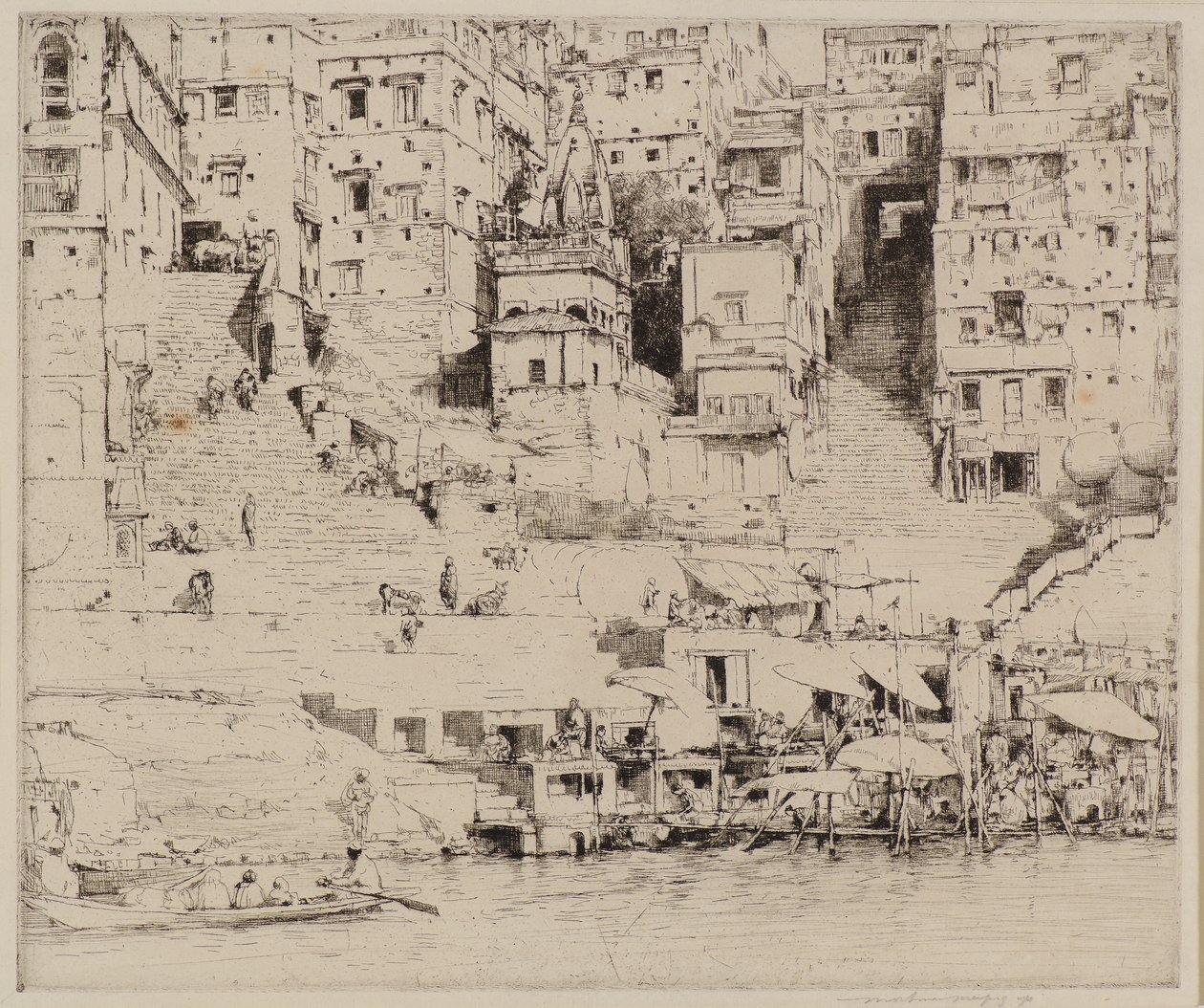 Staden vid Ganges (etsning) av Mortimer Ludington Menpes