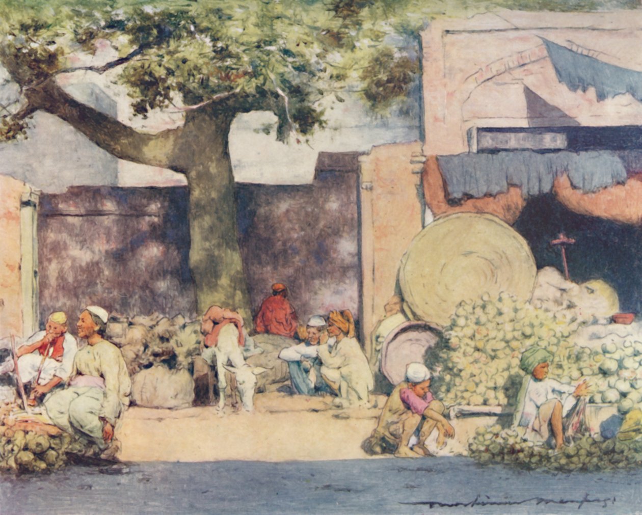 Fruktstånd i Delhi, 1905 av Mortimer Ludington Menpes