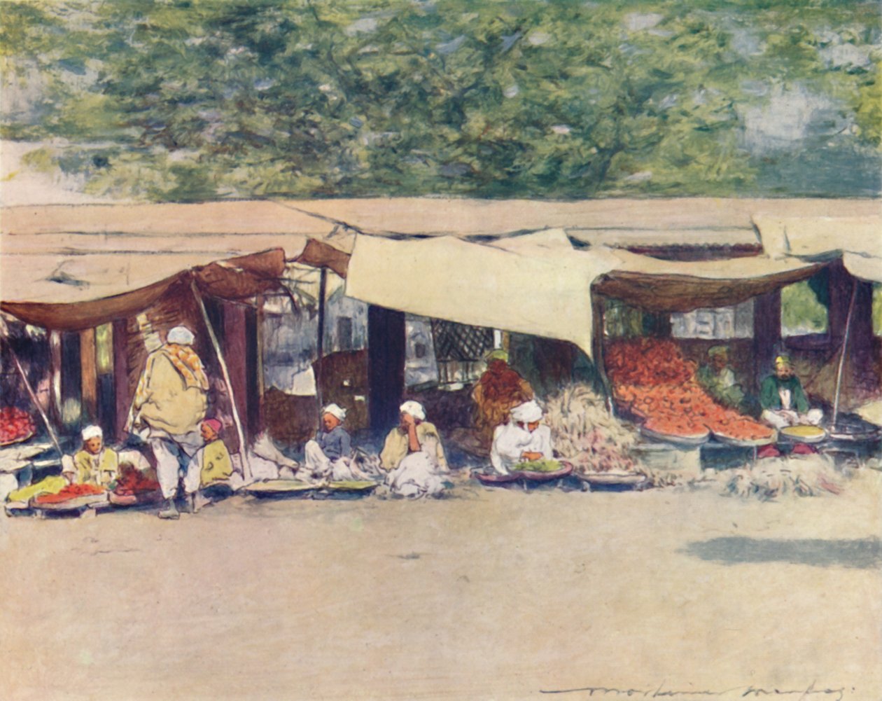 Marknadsdag i Peshawur, 1905 av Mortimer Ludington Menpes