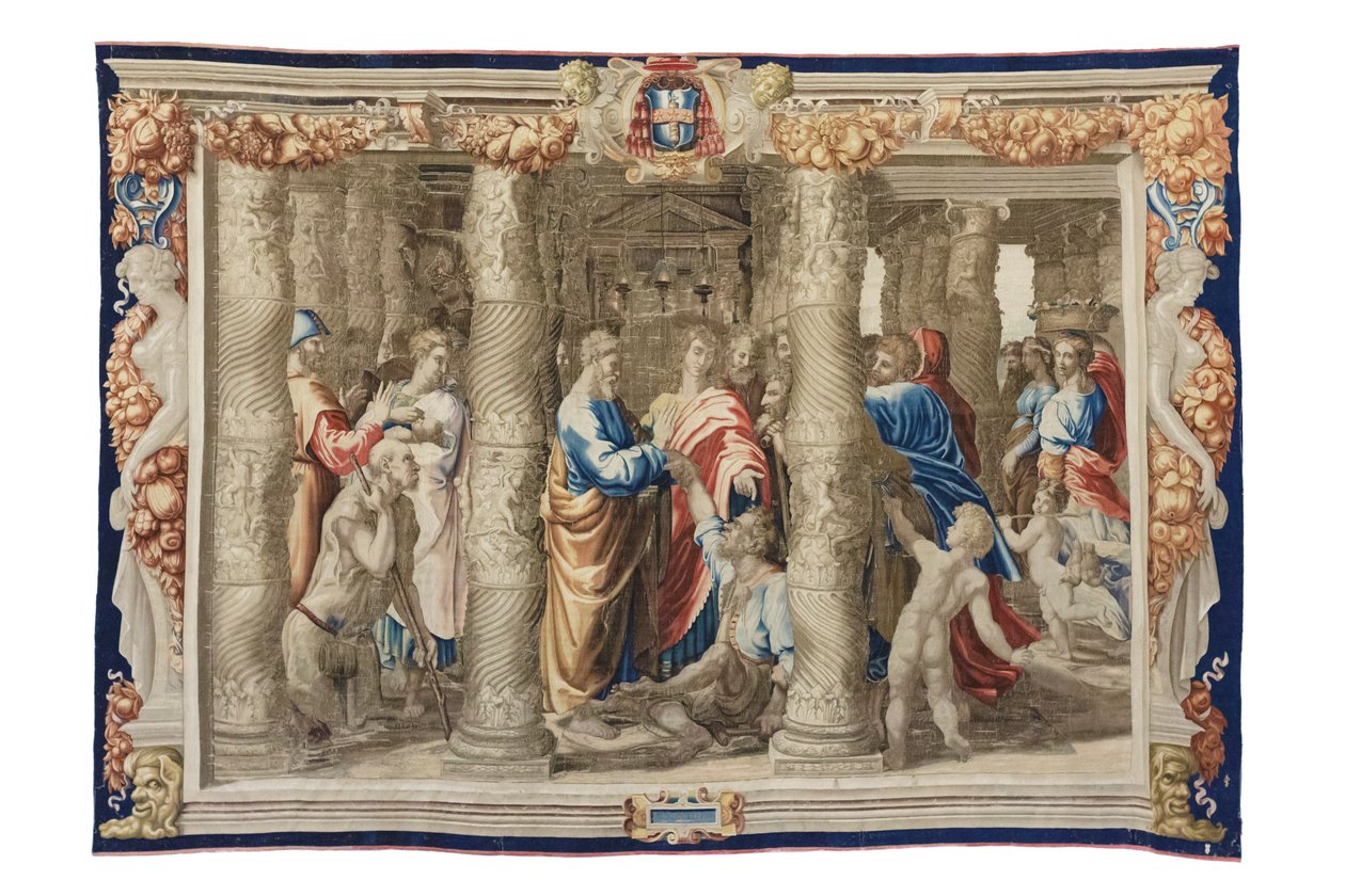 S:t Peter botar krymplingen, ca 1630 (gobeläng på kartor av Rafael) av Mortlake Tapestry Manufactory