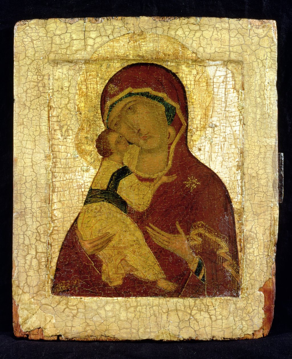 Ikon för Jungfrun av Vladimir (bladguld och tempera på panel) av Moscow School