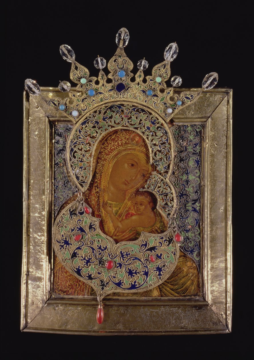 Icon of the Virgin the All Glorified (förgylld silver och tempera på panel) av Moscow School