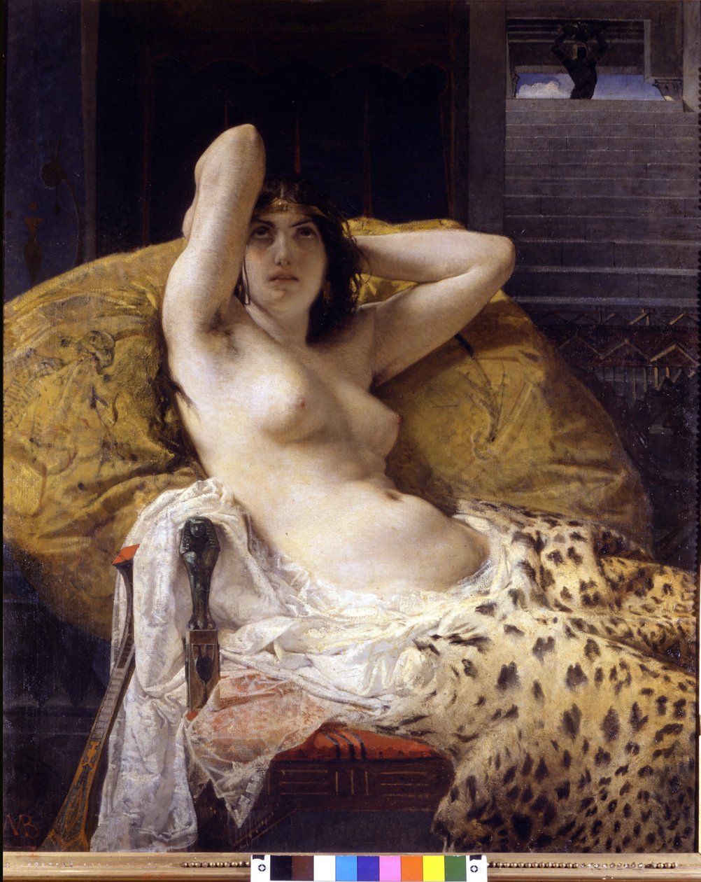 Cleopatra (-69 - -30). Målning av Mosè Bianchi. 1800-talet. Milan Civic konstsamling av Mose Bianchi