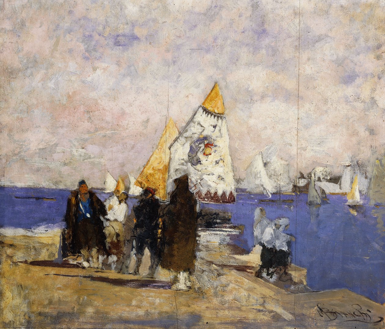 På kajen, Chioggia, av Mose Bianchi