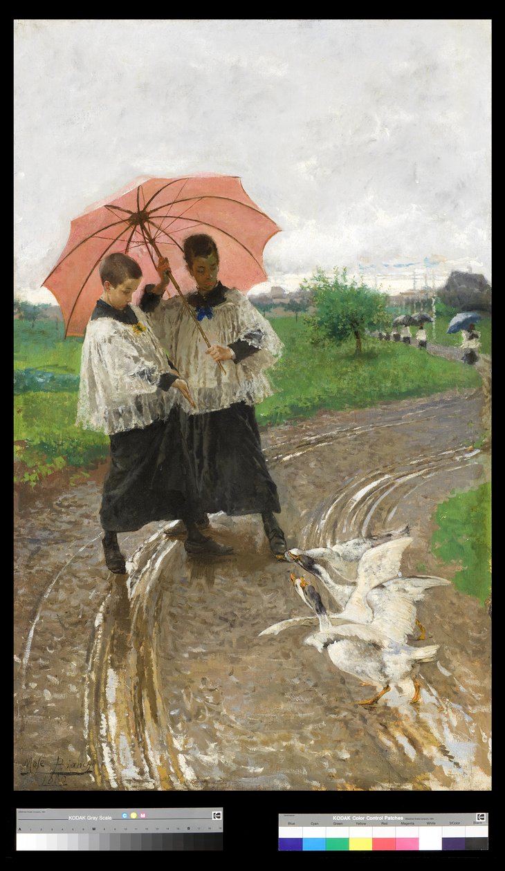 Återvänder från festivalen, 1880 av Mose Bianchi