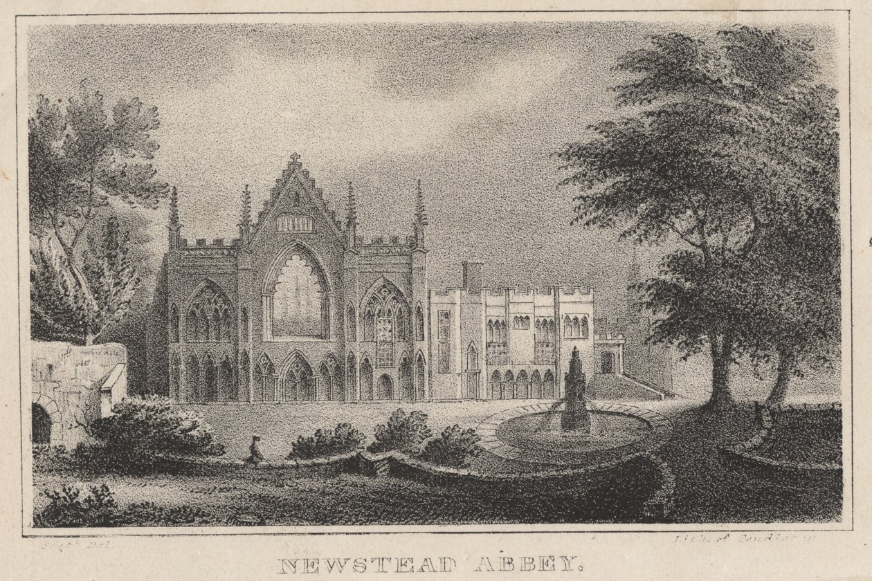 Newstead Abbey, från The Atlantic Souvenir, 1828 av Moses Swett