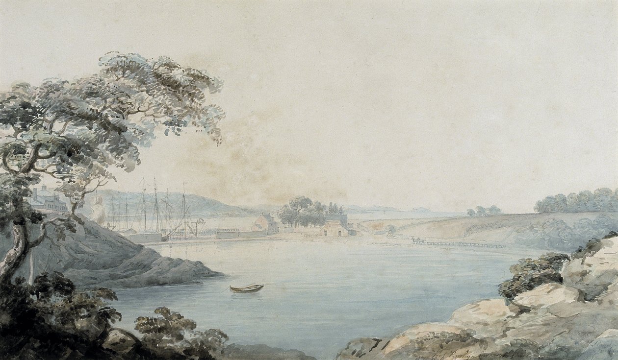 Port Penrhyn (akvarell och blyerts på papper) av Moses Griffith
