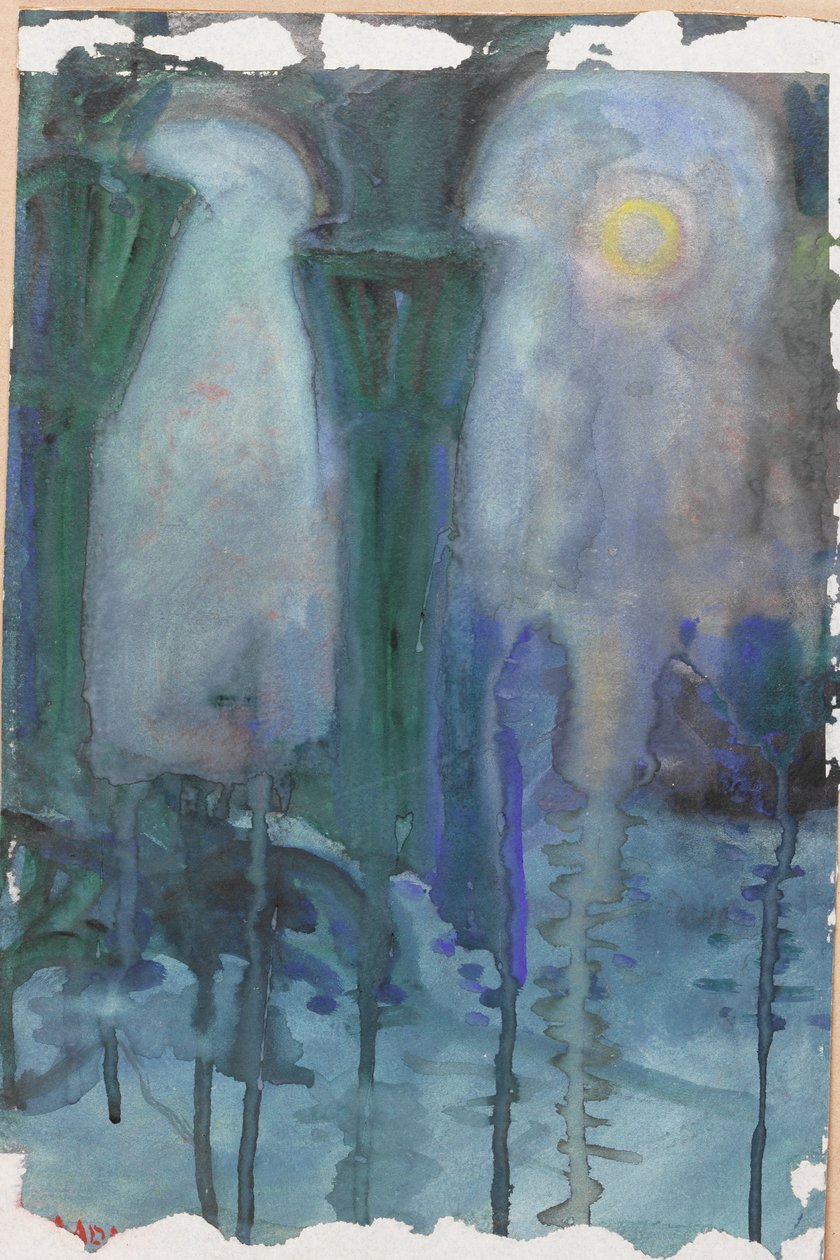 Night Reflections, Venedig (akvarell på papper) av Moses J. Adams