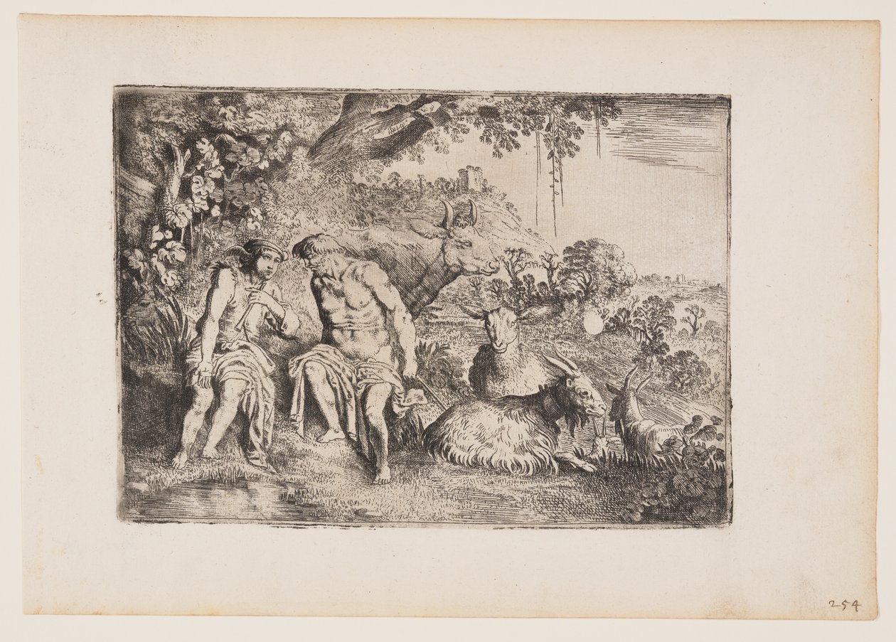 Mercury Lulling Argus to Sleep, plansch 4 från The Story of Mercury and Argus av Moses van Uyttenbroeck