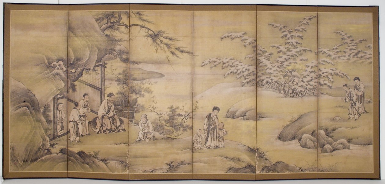Scener Från 24 Paragons Of Filial Piety (bläck och guldpigment på papper) av Motonobu Kano