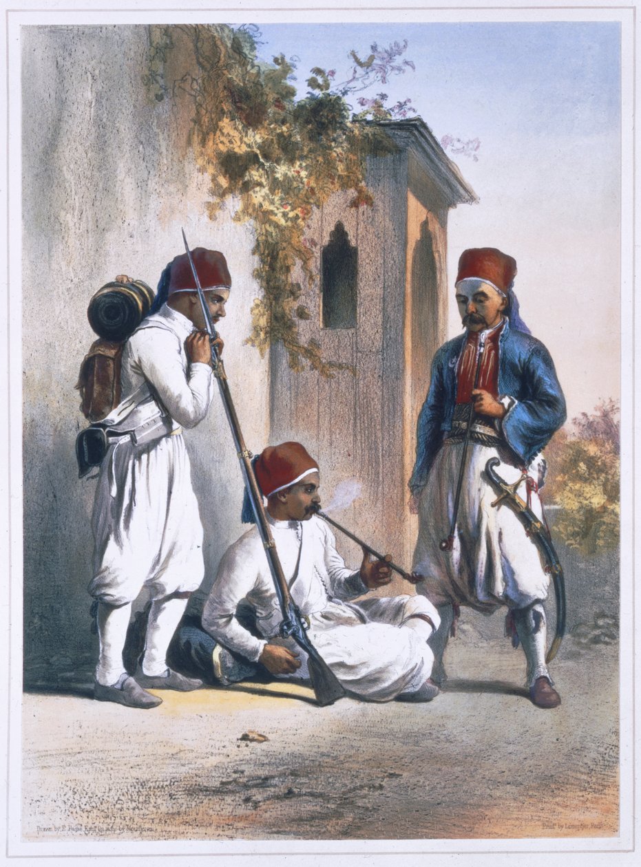 Nizamior, reguljära trupper från den turkiska armén i Kanka, Egypten, 1848 av Mouilleron