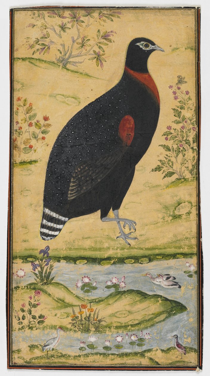 En sporfågel i ett landskap, Målning, sent 1600-tal av Mughal School