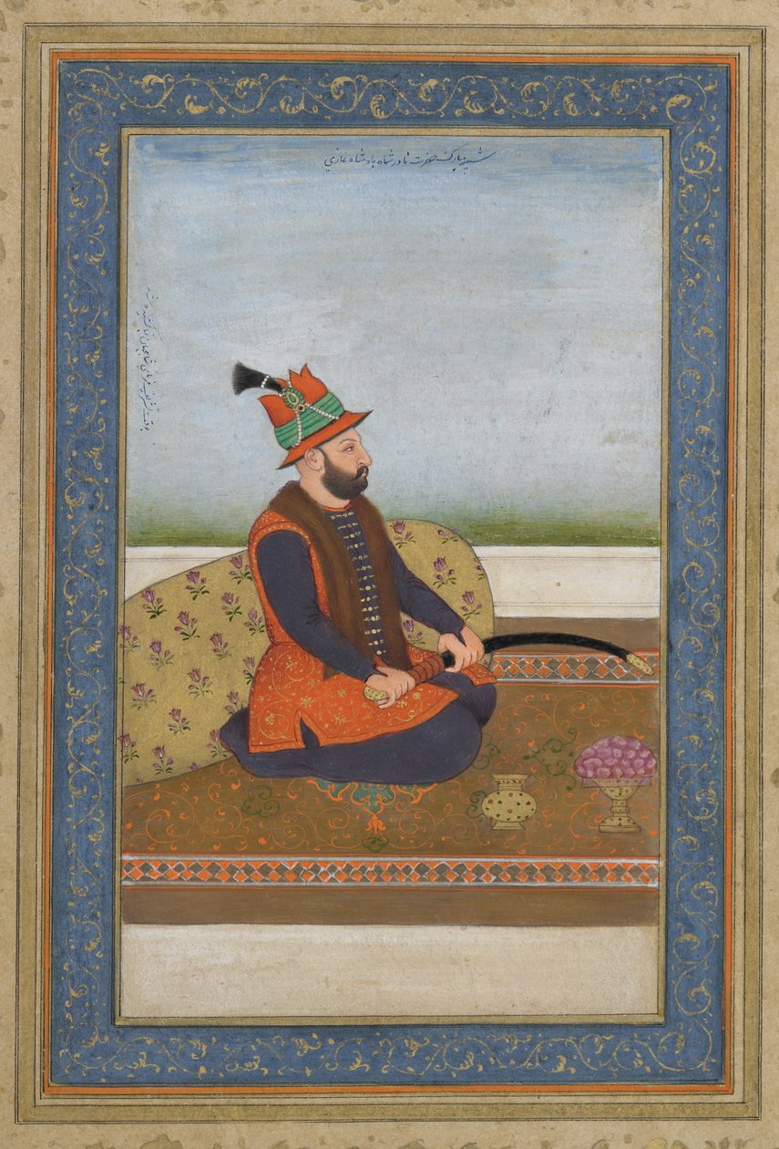 Nadir Shah av Iran, fristående albumfolio, c.1900 av Mughal School