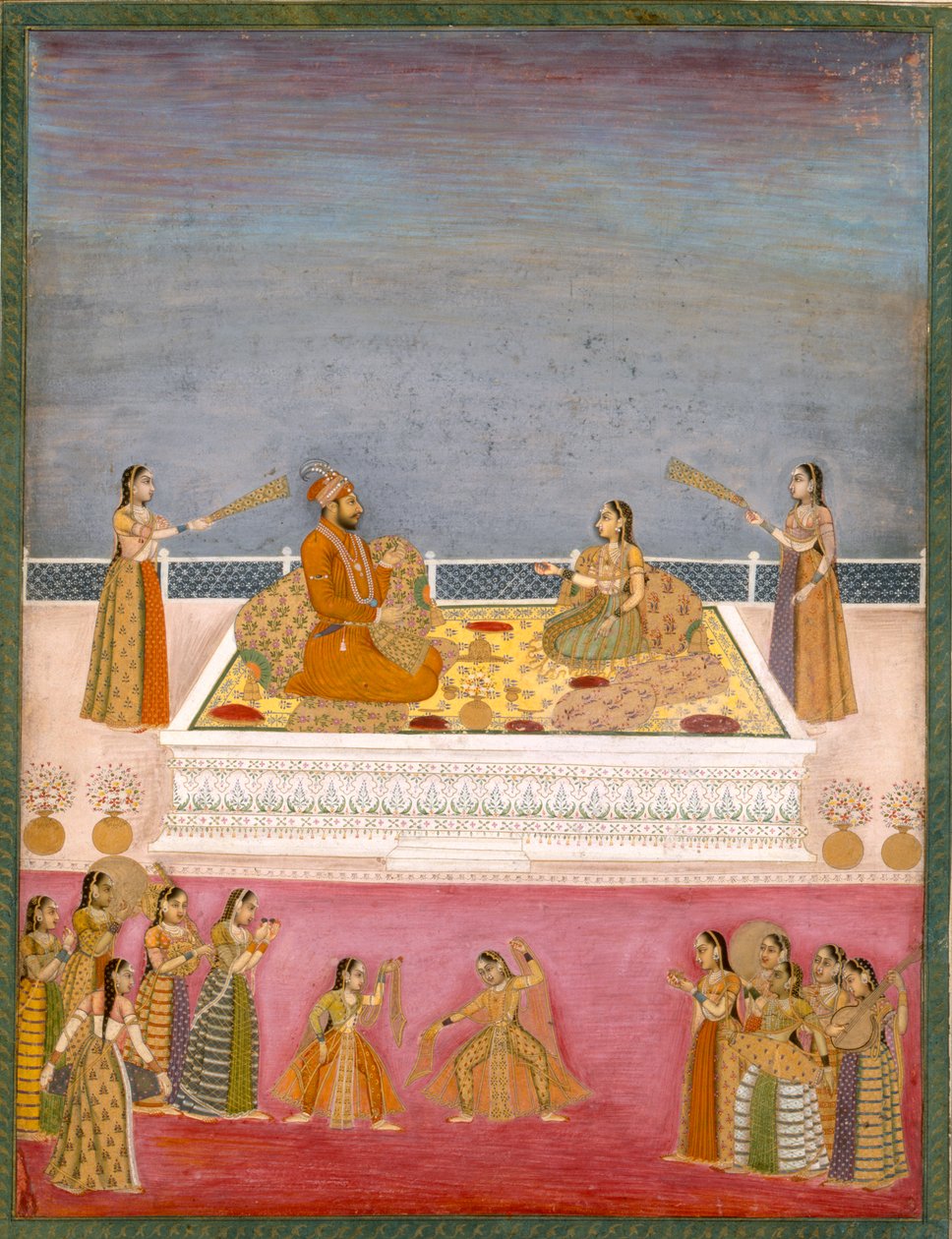 O le alii talavou Mughal Emperor Muhammad Shah i se faatinoga nautch (1719-48), c.1725 (opaque wc i luga o pepa) av Mughal School