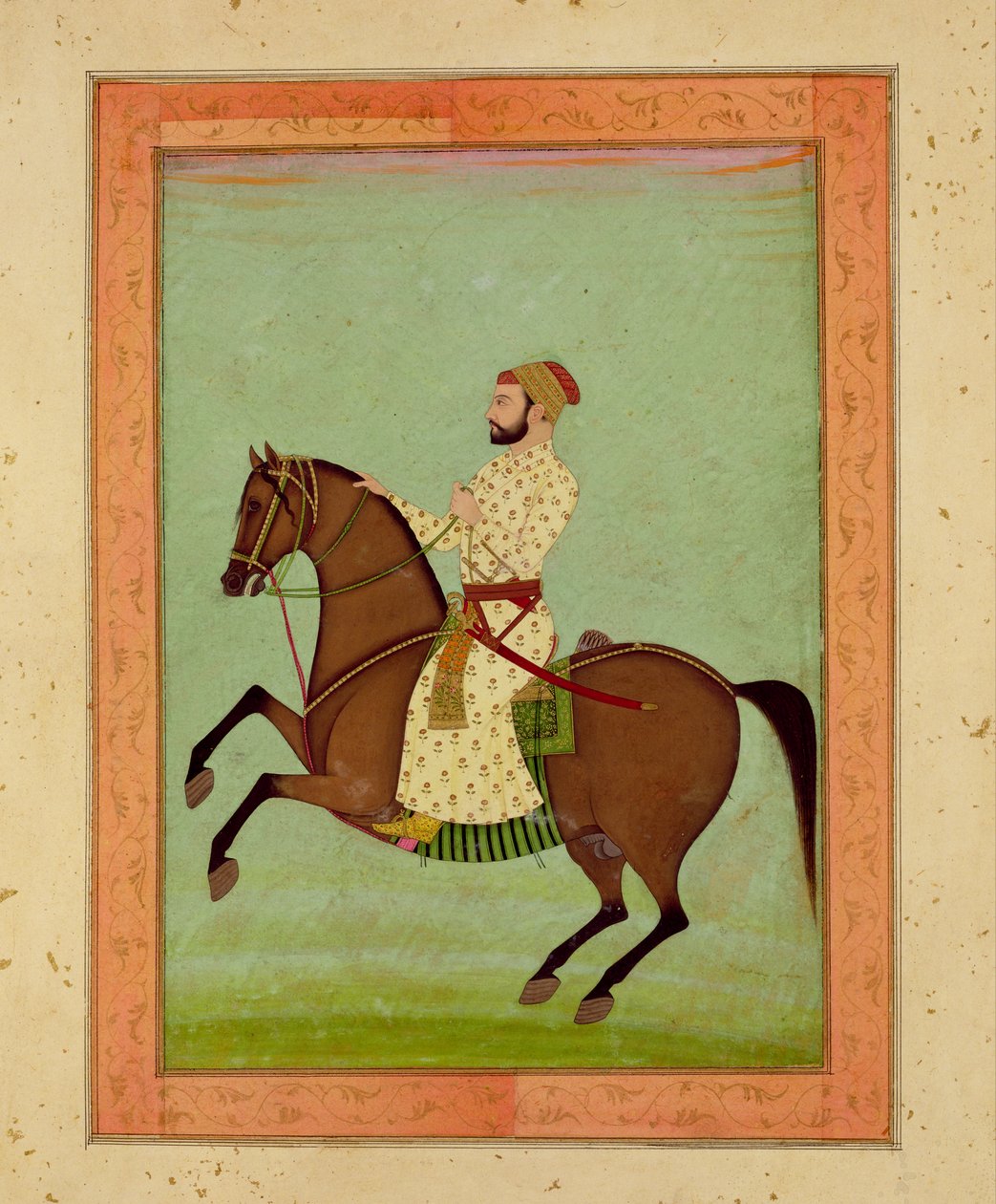 A Mughal Noble on Horseback, ca. 1790, fra Large Clive Albumswed av Mughal School