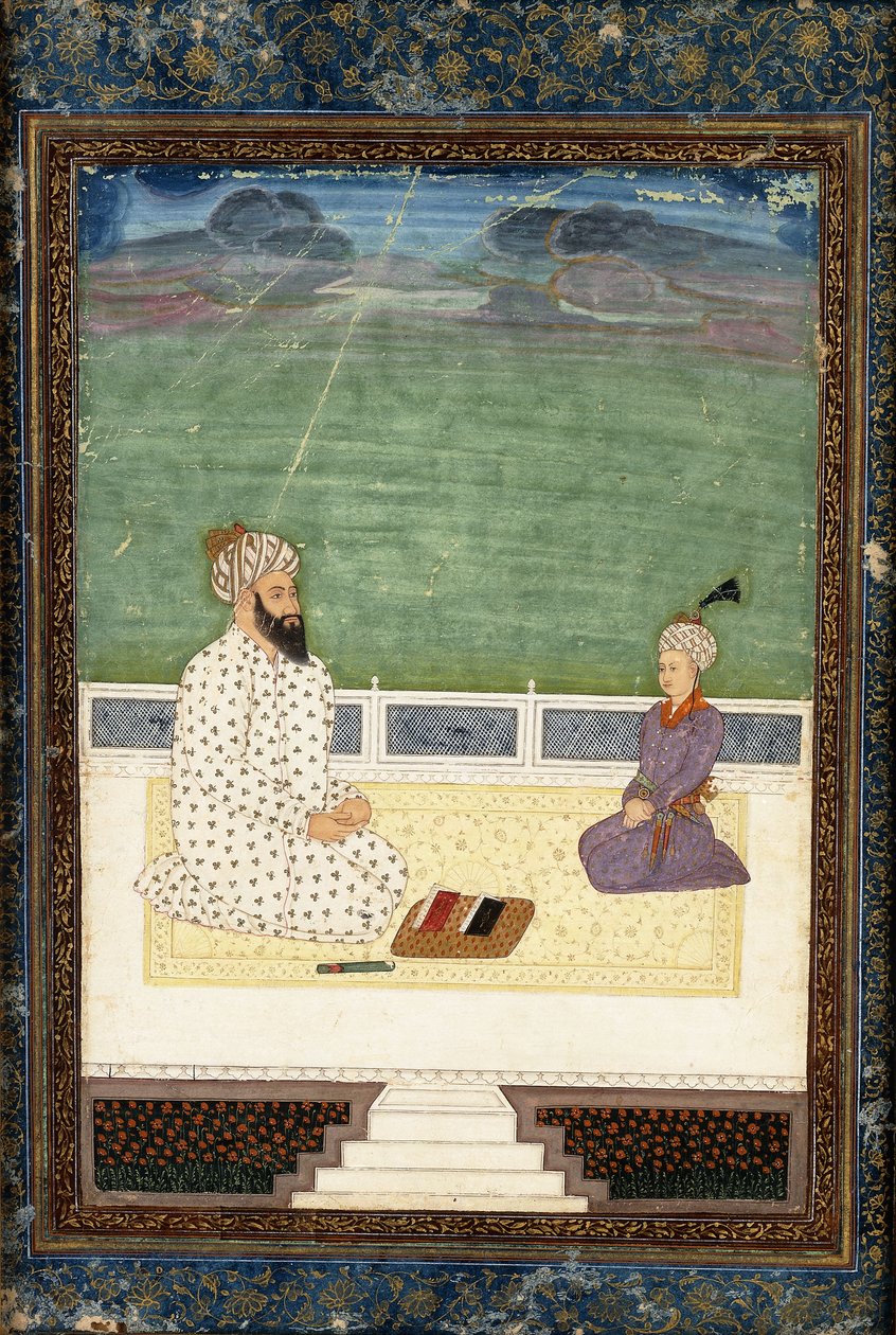 En mulla och en elev, 1700-talet av Mughal School