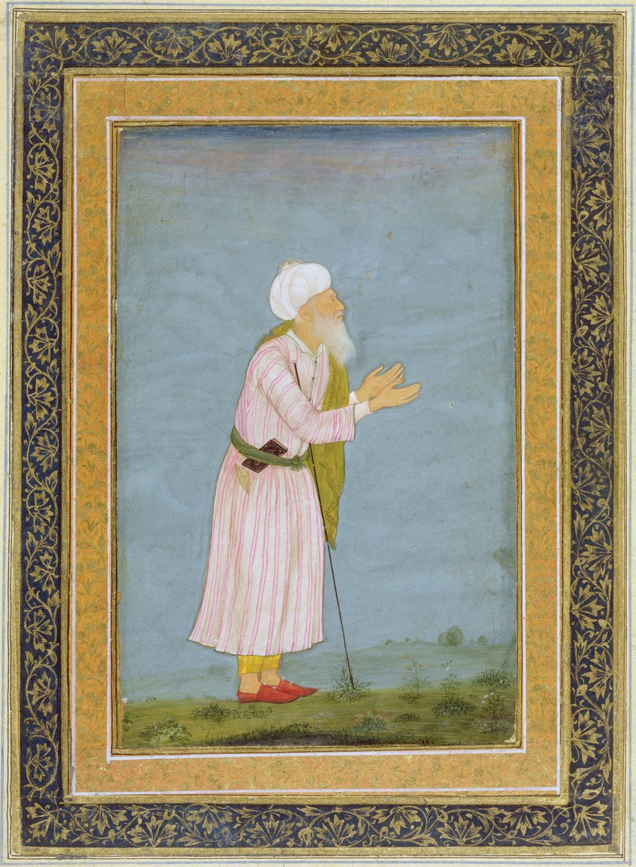 En muslimsk religiös figur, från Small Clive Album (ogenomskinlig wc på papper) av Mughal School