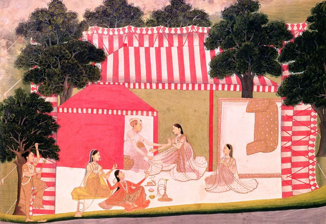 En prins och hans harem av Mughal School