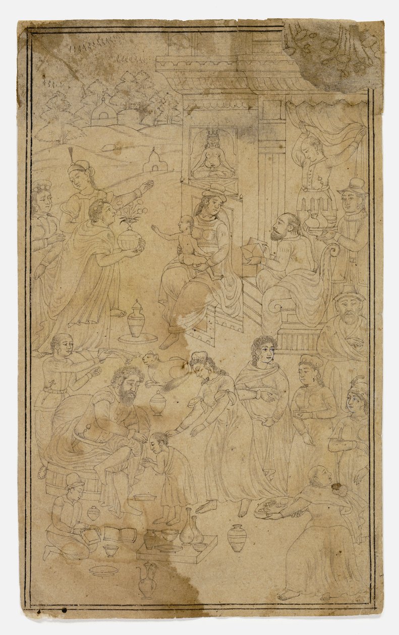Tillbedjan av Magi av Mughal School