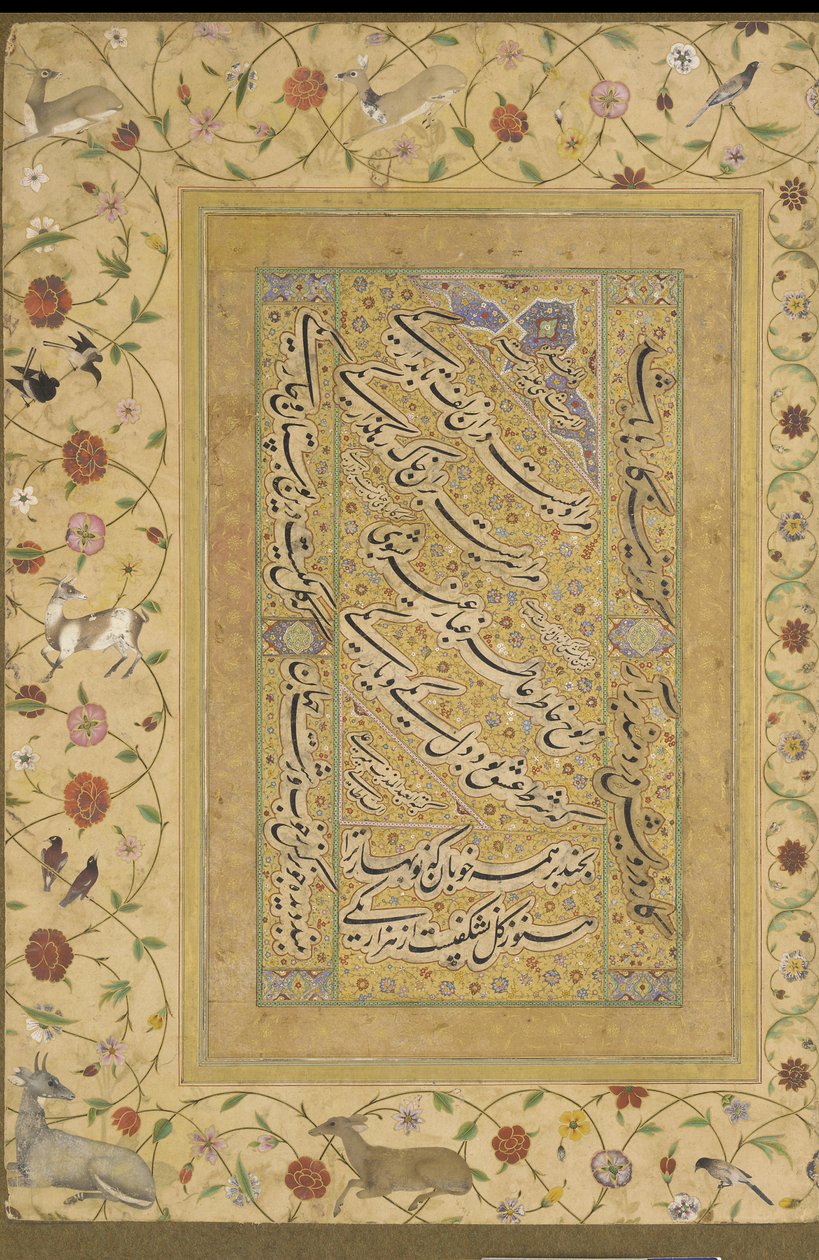 Kalligrafi från Late Shahjahan Album av Mughal School