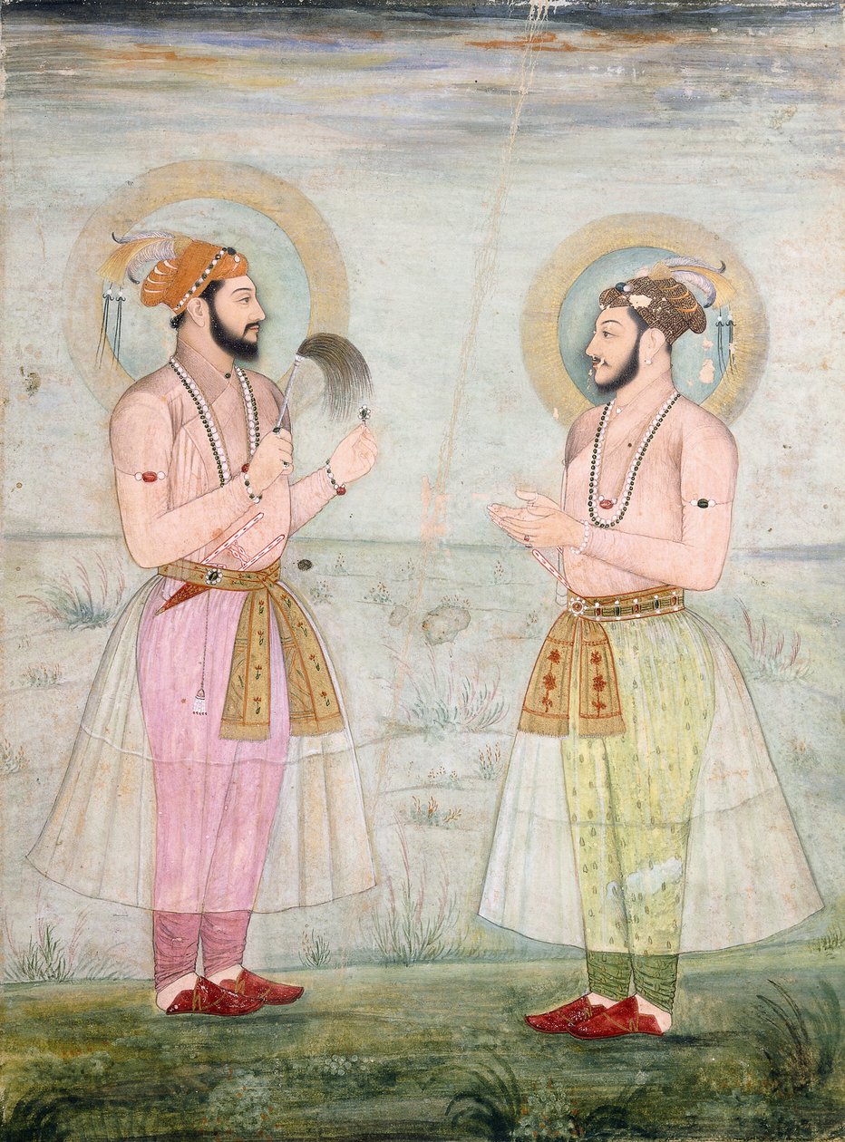 Porträtt av prins Dara Shikoh och prins Sulaiman Shikoh Nimbate, ca 1665 av Mughal School