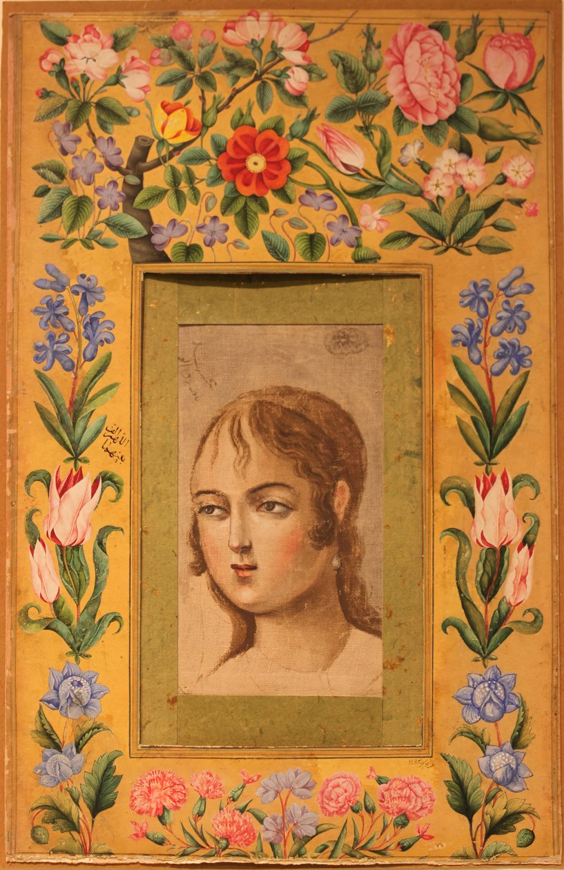 Målning av en ung skönhet, Iran, 1740-50-tal. av Muhammad Sadiq