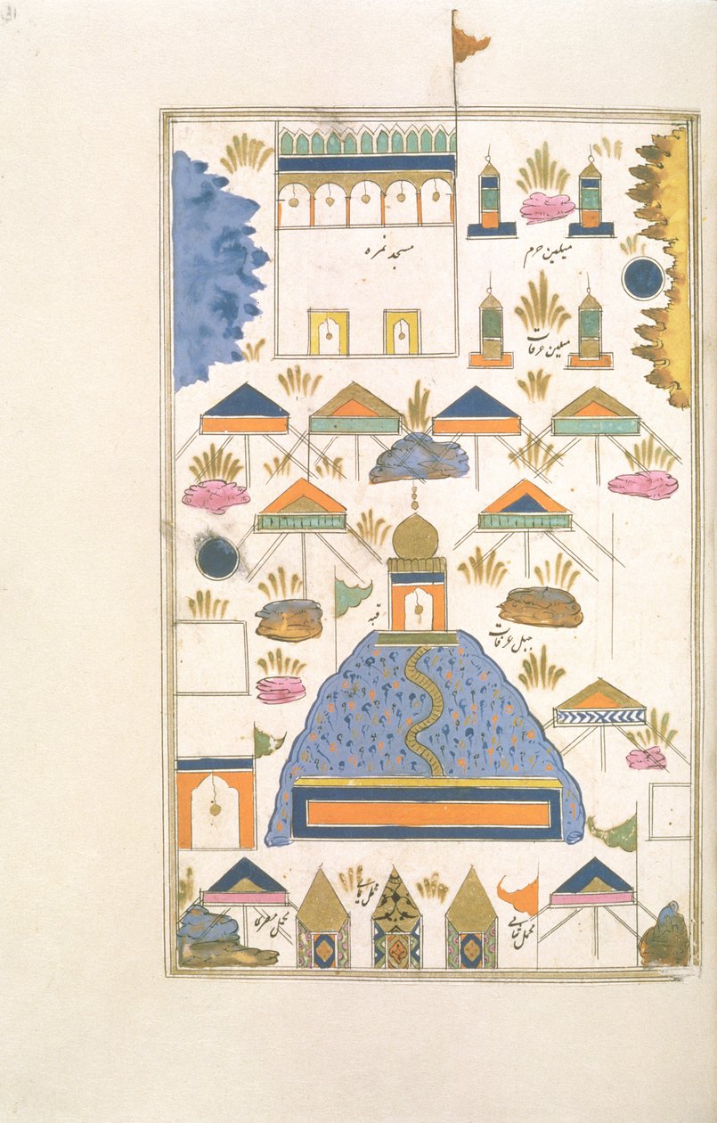 Pilgrimspunkter vid Mecka och Medina, från Futuh al-Haramain, ca 1589 av Muhyi al Din Muhyi al Din