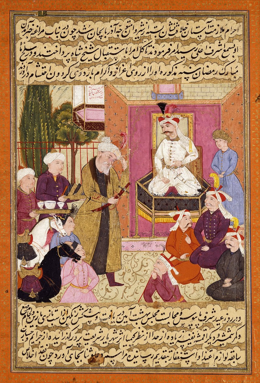 Shah "Abbas på väg mellan Sherwan och Azerbajdzjan, tar emot Sher Shah, ca 1688 av Muin Musavvir