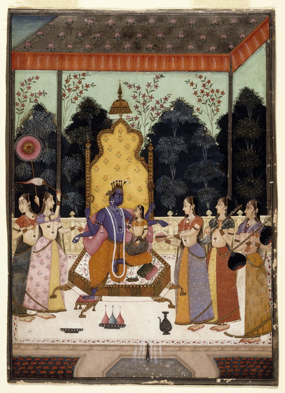 Vaikuntha Darshana, ca 1710-15 (wc, guld & silver på papper) av Murad and Lupha Murad and Lupha