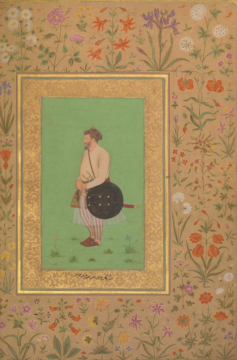 Porträtt av Khan under Bahadur Nusrat Jung, Folio från Shah Jahan Album, Verso: Ka. 1640. av Murad