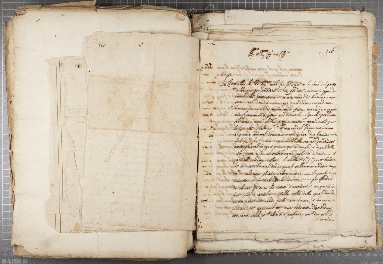 Portfölj med teckningar av Mutio Oddi från Urbino och andra, s116, c.1635-40 (penna och bläck på papper i inbunden volym) av Muzio Oddi
