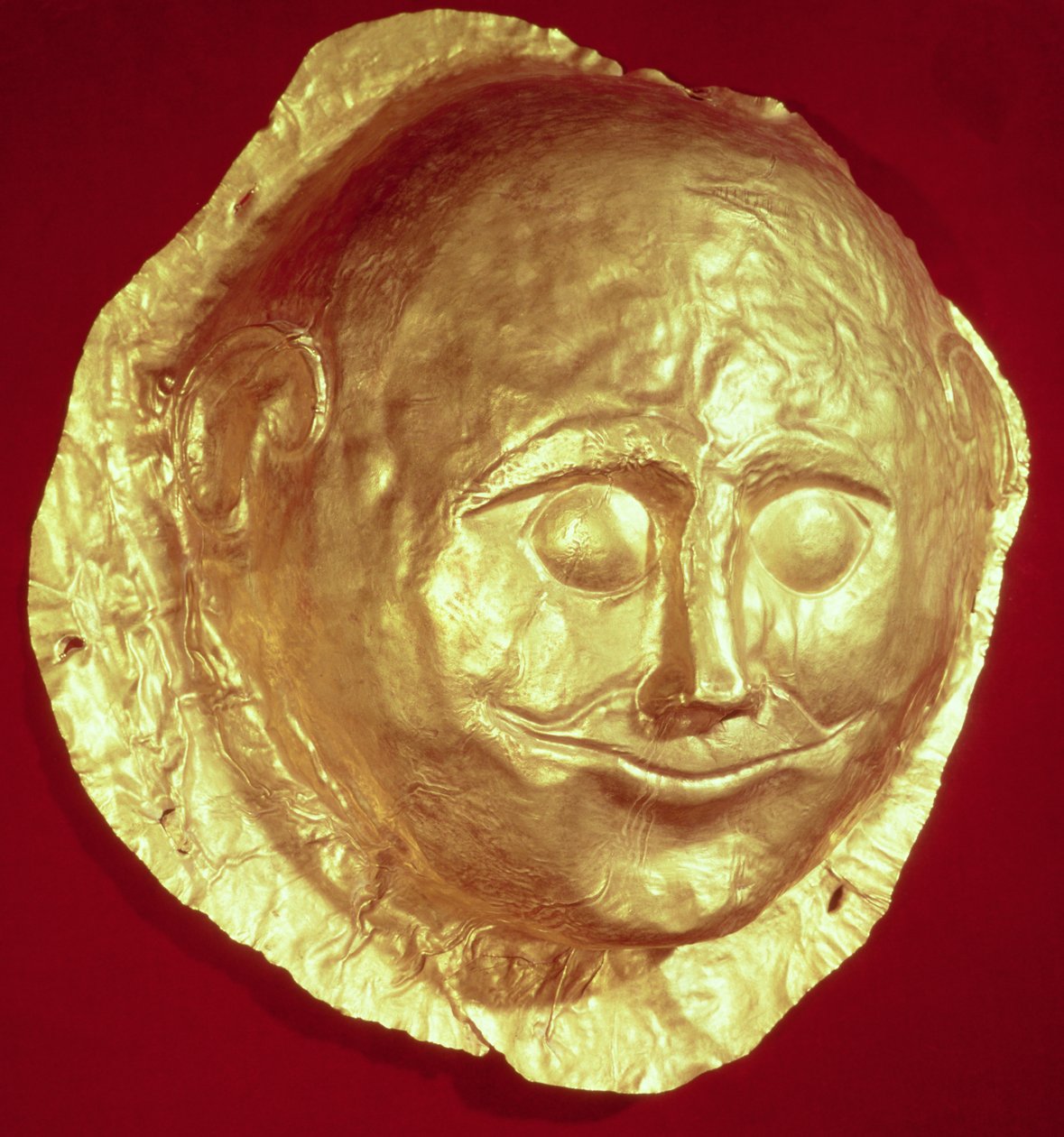 Dödsmask från Grave IV of Grave Circle A, Mykene, ca 1580-1550 f.Kr. (guld) av Mycenaean