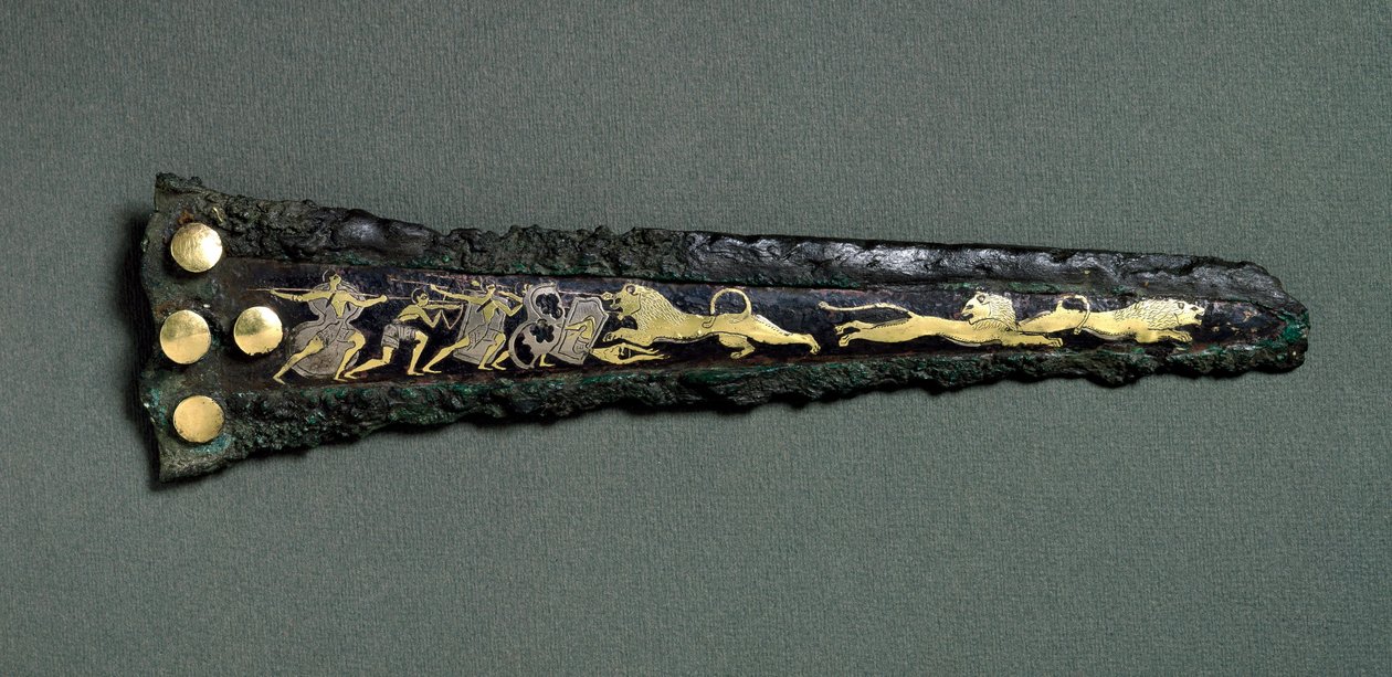 Dolk (brons, guld och silver) av Mycenaean
